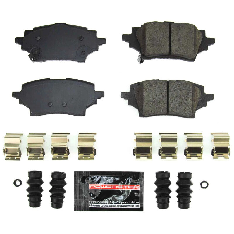 PowerStop Z23 Evo Sport performance rear brake pads with hardware for 2019-2022 Toyota C-HR, shown installed on vehicle.
