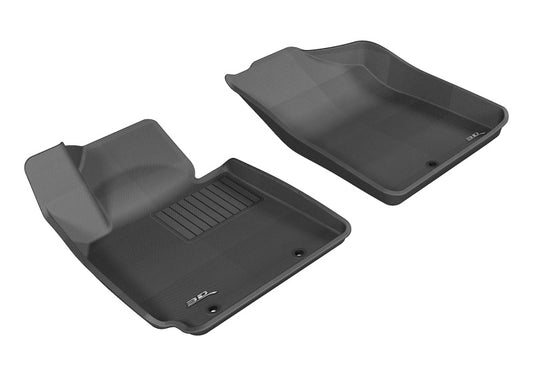 Black 3D MAXpider rubber floor mat for the 2012-2017 Hyundai Veloster Kagu, 1st row, showing textured surface and fit.