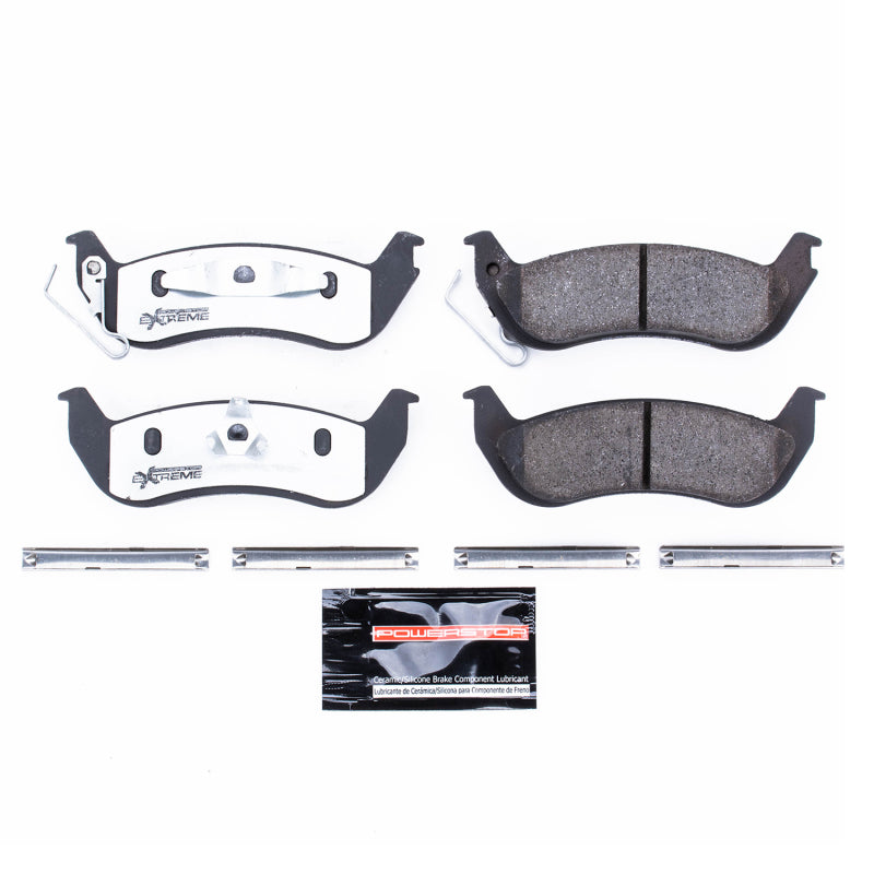 PowerStop Z26 rear brake pads for Ford Crown Victoria, performance street brake pads with hardware included, front view.