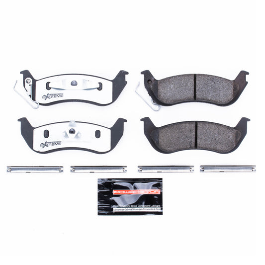 PowerStop Z26 rear brake pads for Ford Crown Victoria, performance street brake pads with hardware included, front view.