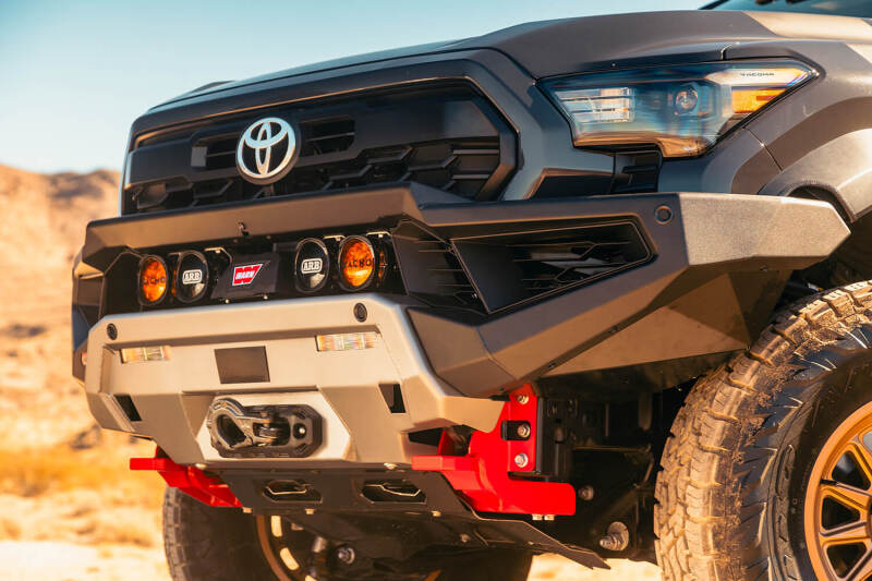 ARB 2024+ Toyota Tacoma Zenith winch bar bull bar in TXT black, showcasing its rugged steel design and mounting points.