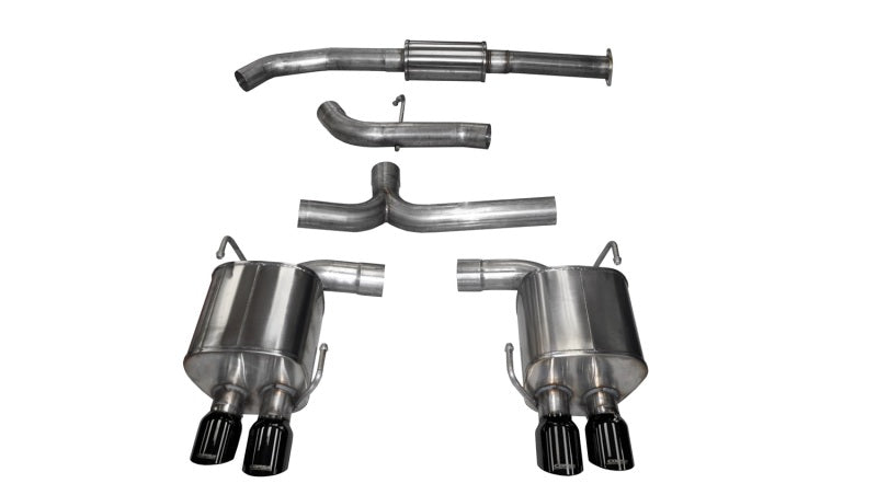 Black Corsa 2015-2021 Subaru WRX cat back exhaust with quad 3.5-inch tips, sport performance exhaust system.