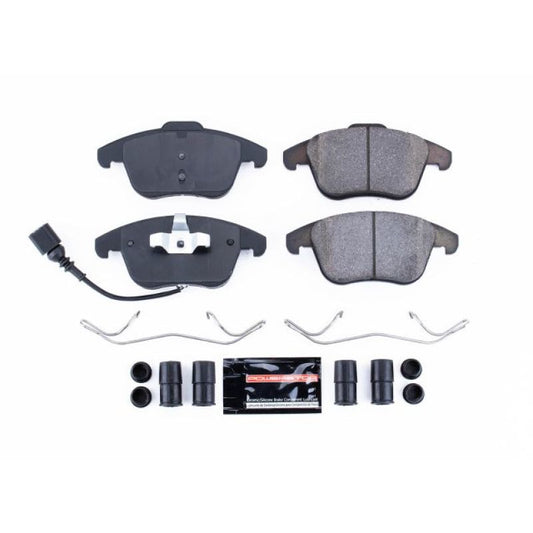 PowerStop Z23 Evolution Sport performance brake pads with hardware for Audi Q3 2015-2018, front brake replacement.