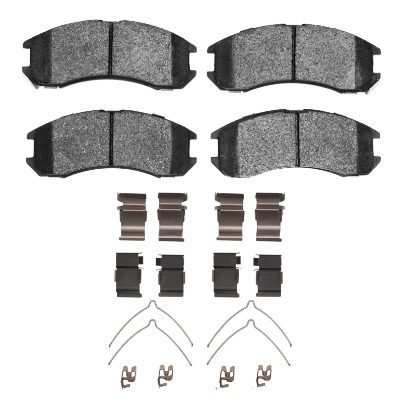 R1 Concepts Ford Probe R1 88-92 front OE brake pads and hardware kit showing metal brake pad components and hardware parts.