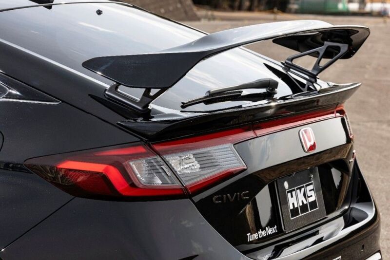 HKS Type-S FL5 Duck Tail body kit installed on a car, showcasing the sleek rear aerodynamic enhancement and custom design.