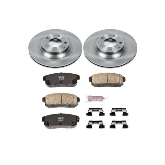 PowerStop rear auto specialty brake kit for Mazda RX-8, includes brake rotors and pads, OE style, high-performance brake components.