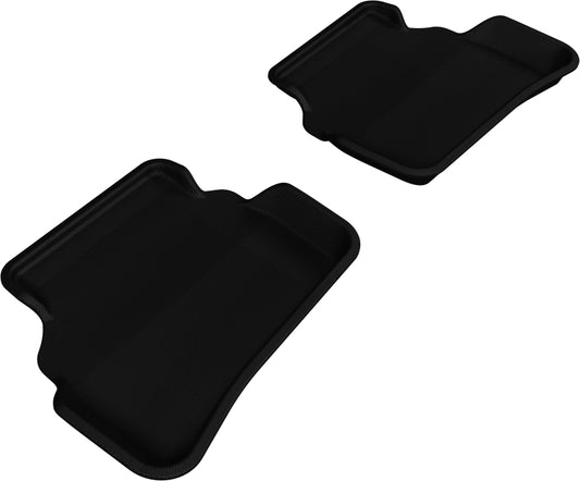 Black 3D MAXpider rubber floor mats for Mercedes-Benz C-Class W204 sedan, 2008-2014, second row, durable automotive interior protection.