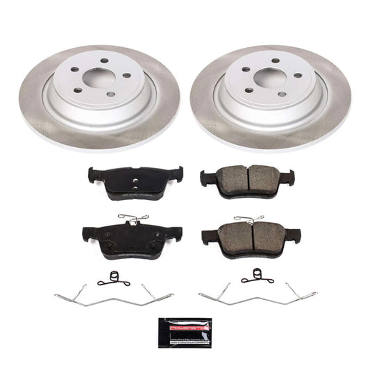 PowerStop rear semi-coated brake rotor kit for 2019-2022 Lincoln Nautilus, showing the performance brake rotors with a semi-coated finish.