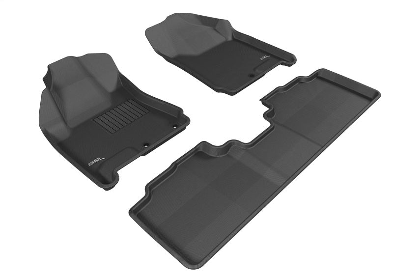 3D MAXpider black rubber floor mats set for Cadillac SRX 2010-2016, full interior protection, textured surface, custom fit.