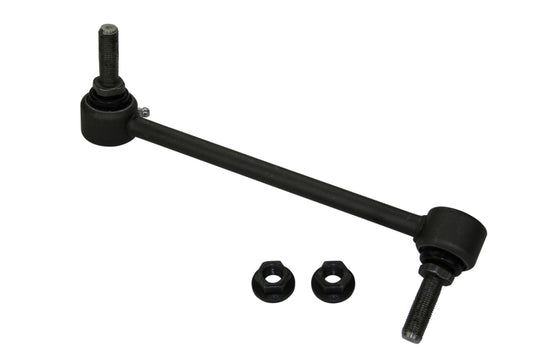 Moog front left sway bar endlink for Cadillac ATS 2013-2019, showing the durable metal link with mounting bushings.