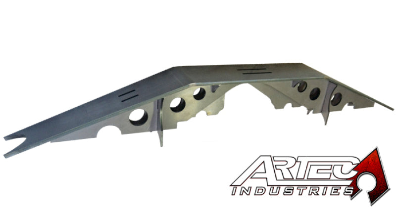 Artec Industries Dana 80 rear truss for axle reinforcement, shown in a close-up image highlighting its steel construction and mounting points.