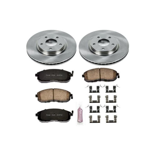 PowerStop OE front brake kit for 2007-2012 Nissan Sentra, includes brake rotors and pads, for reliable stopping performance.