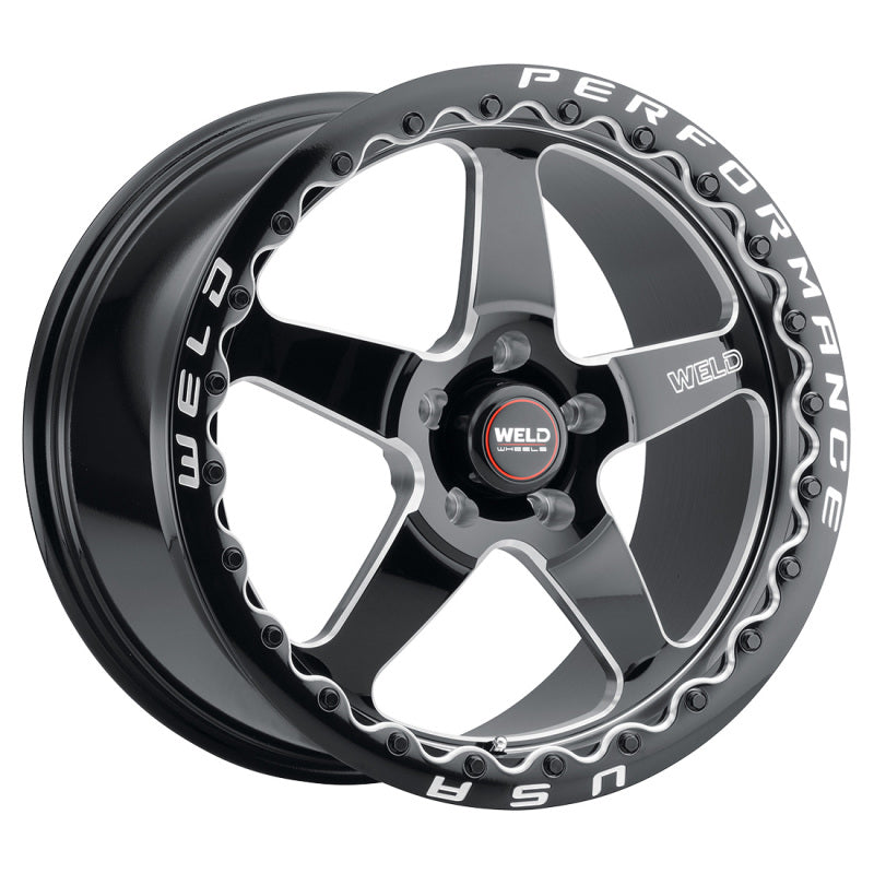 Weld S904 18x12 Ventura Drag Beadlock wheels in gloss black with 5x120.65 bolt pattern and 78.1mm bolt diameter on a cast wheel