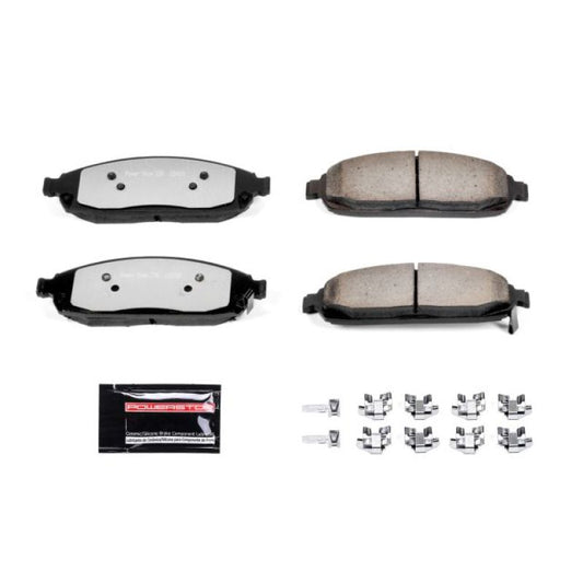 PowerStop Power Stop Z36 truck and tow front brake pads with hardware for Jeep Commander 2006-2010, performance brake replacement.