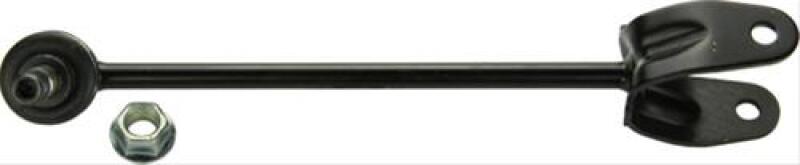 Moog rear right sway bar link for Lexus LS460 2007-2017, close-up of the metal sway bar endlink with mounting bushings.