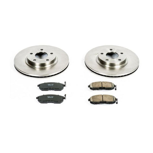 PowerStop OE front brake kit for 2002-2004 Infiniti I35, includes brake rotors and pads, designed for optimal stopping power.