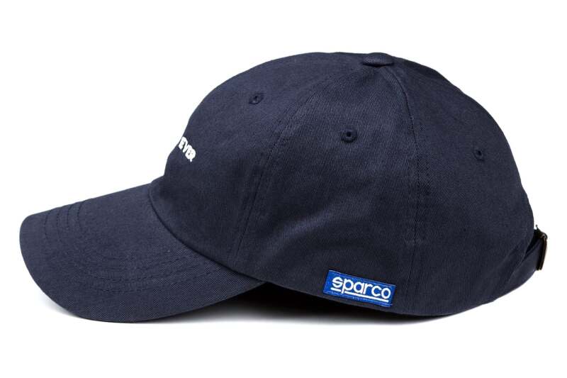 Navy Sparco Best Driver cap featuring the SPARCO logo, made of comfortable headwear material, suitable for racing enthusiasts.