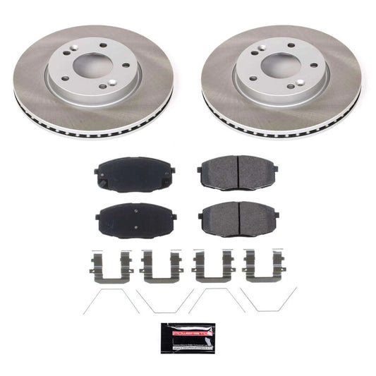 PowerStop semi-coated front brake rotor kit for 2017-2019 Kia Soul, performance blank brake rotors with detailed surface finish