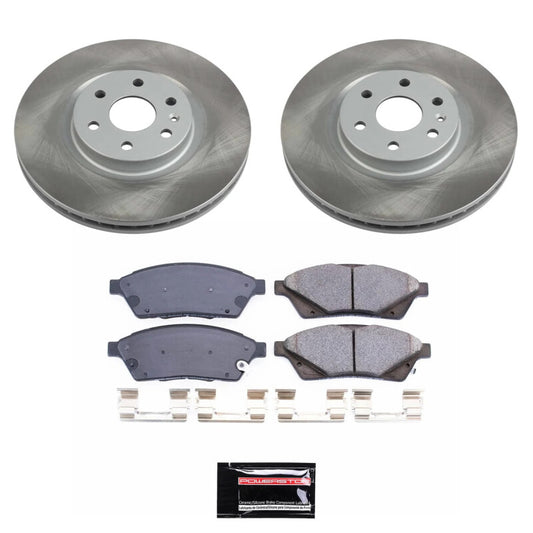 PowerStop 2011 Saab 9-4X front semi-coated brake rotor kit with performance blank rotors for enhanced stopping power.