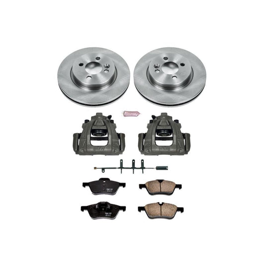 PowerStop OE front brake kit with calipers for Mini Cooper 2007-2008, featuring disc brakes and brake components.