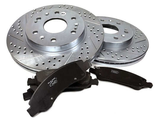 Baer Brakes 04-09 Cadillac XLR rear Claw rotor and pad combo kit, performance brake components with drilled rotors and brake pads