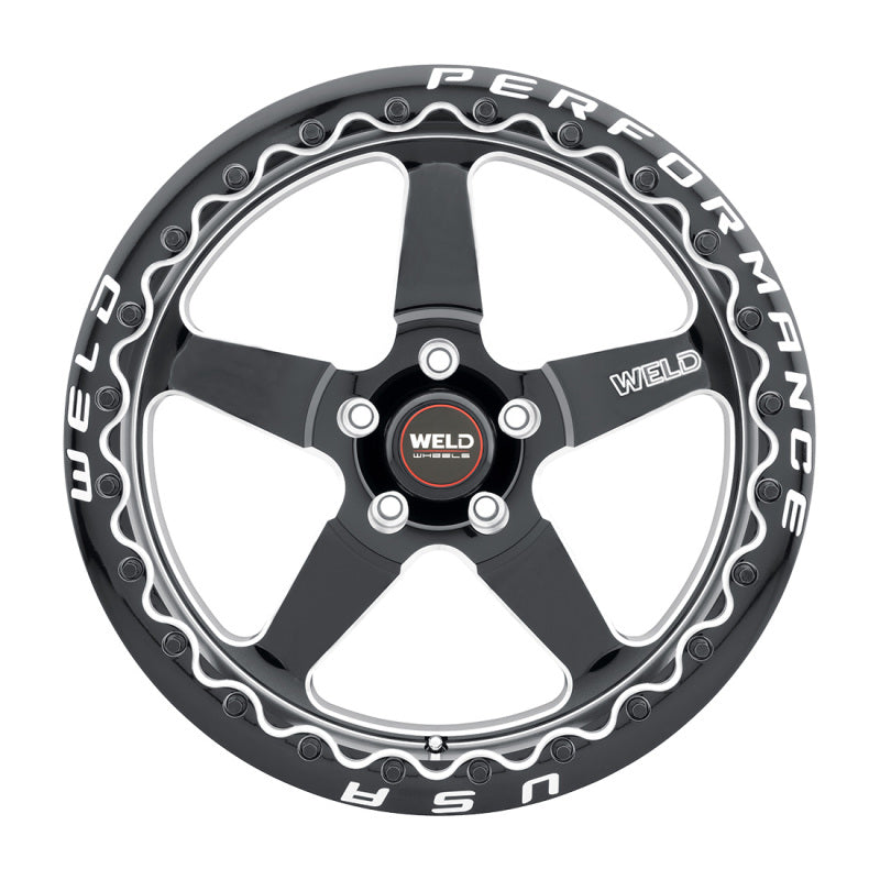 Weld S904 Ventura Drag Beadlock wheels, 18x12 inch cast wheels with gloss black finish and 5x120.65 bolt pattern.