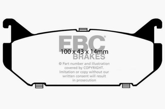 EBC Ultimax2 rear brake pads for Ford Probe 2.0 16v (1993-1997) shown in OE style, designed for reliable braking performance.