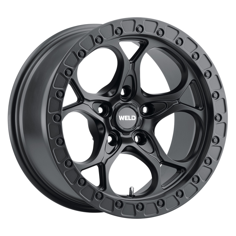 Weld Ledge 20x12 cast wheel in satin black with 5x127 bolt pattern and 4.75 backspacing, non-beadlock style.