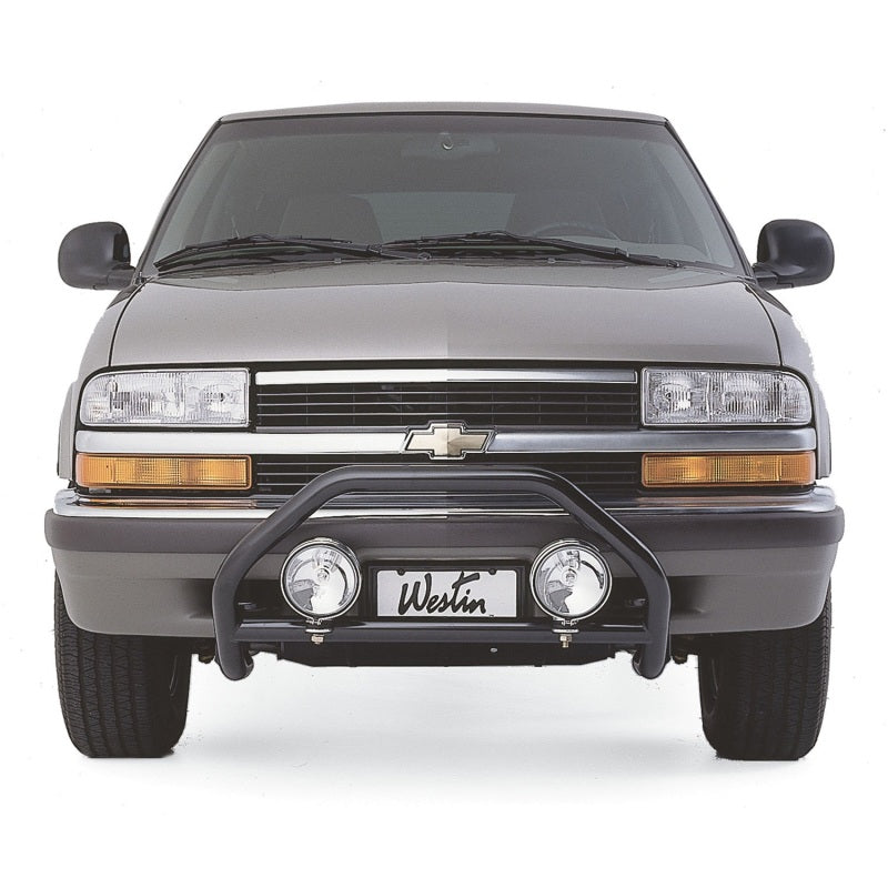 Black Westin light mount kit for Chevy/GMC S-Series and Blazer Safari light bars, designed for secure mounting.