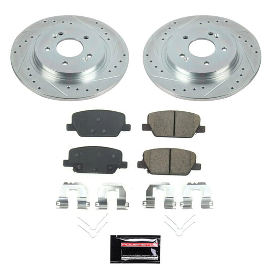 PowerStop rear semi-coated rotor kit for Kia Telluride 2020-2022, performance brake components with a clean, semi-coated finish