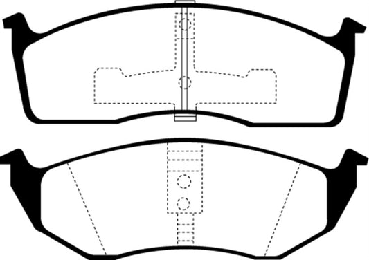 EBC Ultimax2 front brake pads for 93-94 Chrysler Concorde 3.3 engine, OE quality, showing brake pad set with metal backing plates
