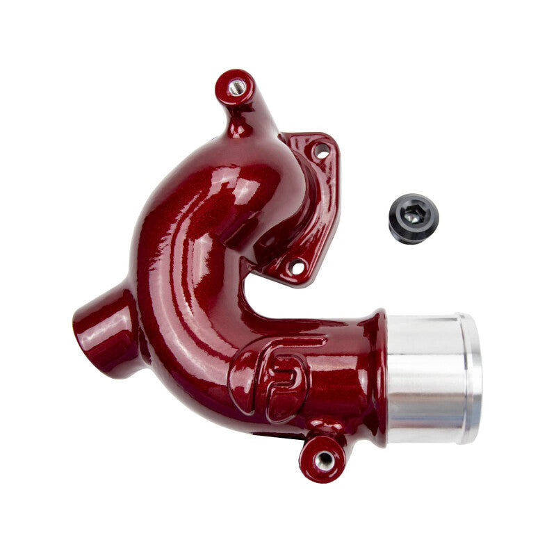 Wehrli Ram 19-24 Cummins 6.7L WCFab X fleece thermostat housing in red, durable automotive engine component with brand marking.