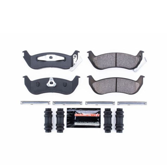 PowerStop Z23 Evolution Sport rear brake pads with hardware for Ford Crown Victoria 2003-2011, performance brake replacement.