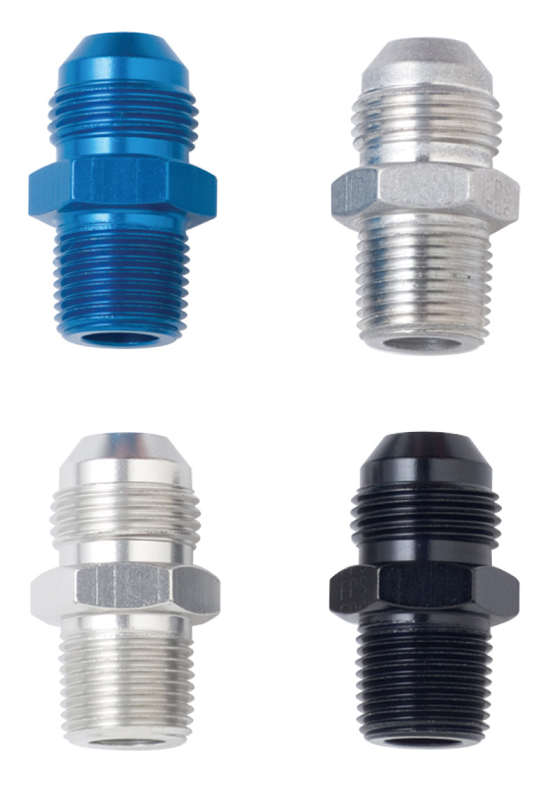 Fragola straight adapter with 4AN to 1/8 NPT fitting in clear finish, shown in close-up view.