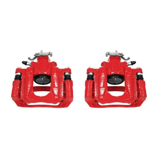PowerStop rear red brake calipers with brackets for Chrysler Town & Country 2008-2016, pair of performance brake components.