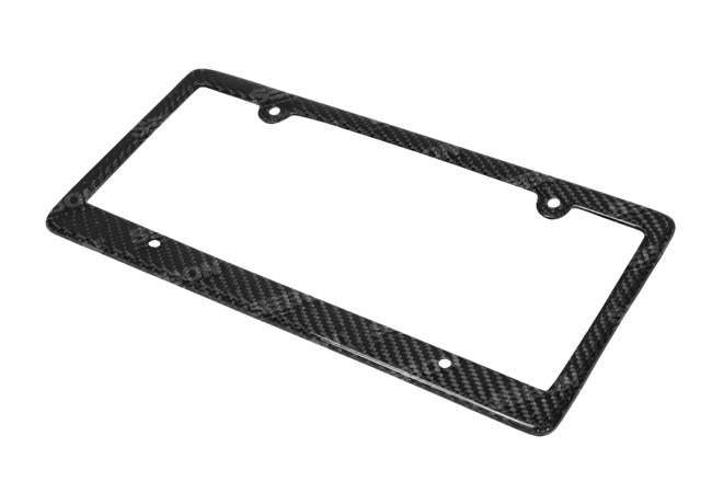 Seibon carbon fiber license plate frame with sleek black finish, designed for a stylish and durable automotive accessory.