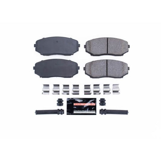 PowerStop Z23 Evolution Sport front brake pads for Ford Edge 2007-2015, showing hardware and brake pad design.