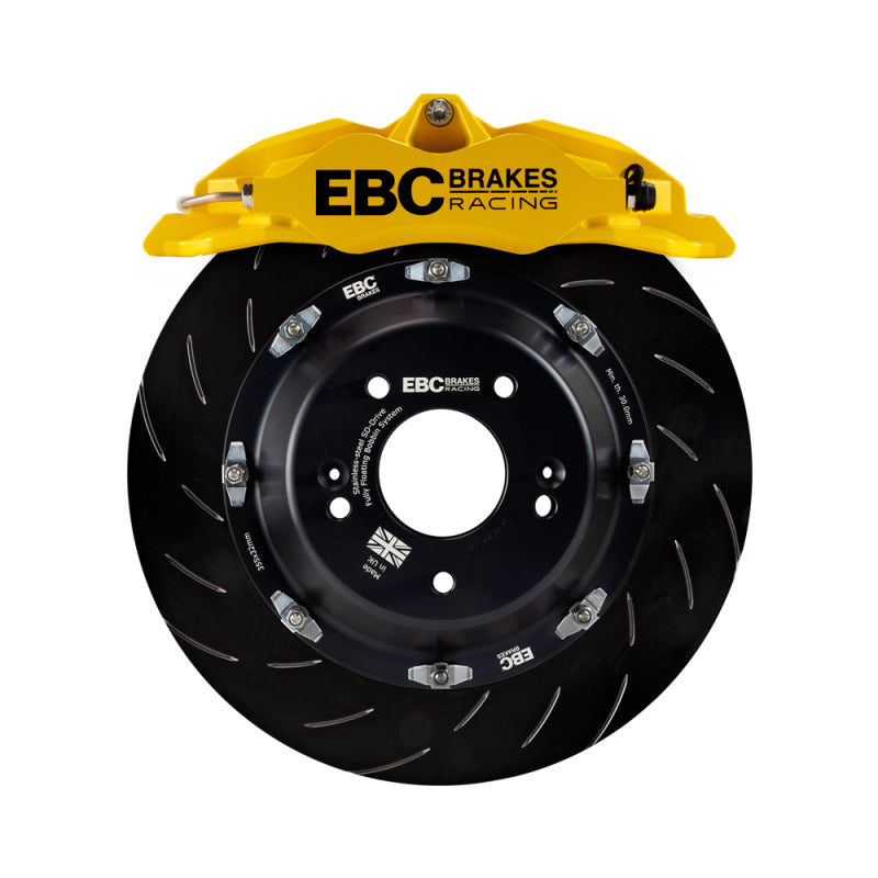 EBC Racing yellow Apollo-4 big brake kit with 330mm rotors for Subaru BRZ and Toyota GT86, front calipers and rotors.