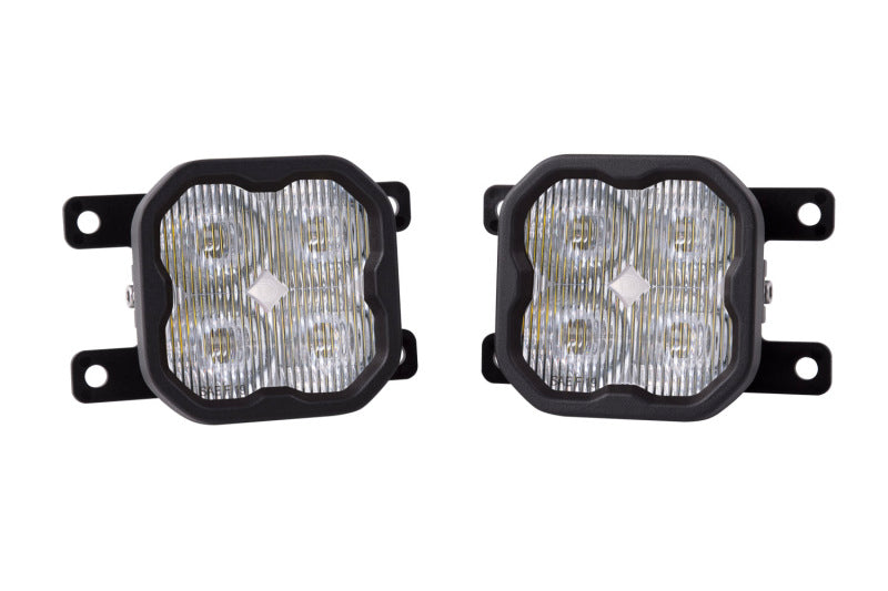 Diode Dynamics SS3 LED fog light kit installed on a Dodge Ram 1500, Subaru, Ford Bronco, Focus, or Ranger vehicle.