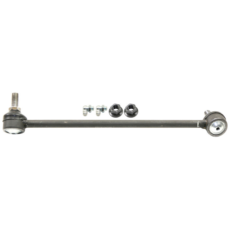 Moog front right sway bar endlink kit for Kia Sedona 2006-2014, showing metal sway bar link with rubber bushings.