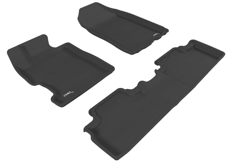 3D MAXpider black rubber floor mats for Honda Civic Coupe 2006-2011, full set with textured surface and custom fit.