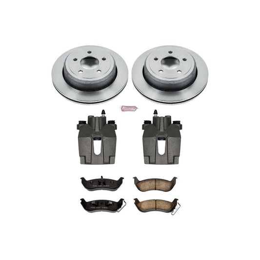 PowerStop OE rear brake kit with calipers for Ford Crown Victoria (2003-2011), featuring brake rotors and caliper components.