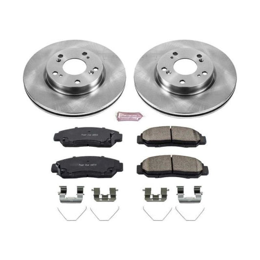 PowerStop OE front brake kit for 2012-2015 Honda Civic, includes brake rotors and calipers, designed for reliable stopping performance.