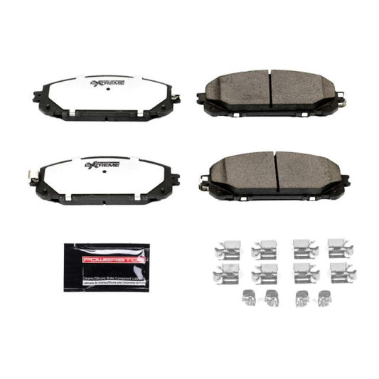 PowerStop Z36 truck and tow front brake pads for 2014-2015 Jeep Cherokee with hardware, performance brake pad set.