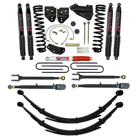 Skyjacker 8.5-inch lift kit installed on a Ford F250 4WD gas truck, showing suspension components and lifted stance.