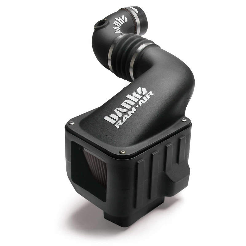 Banks Power Chevy 6.6L LLY/LBZ Ram-Air Intake System with dry filter, short ram style, showcasing the intake components and filter.