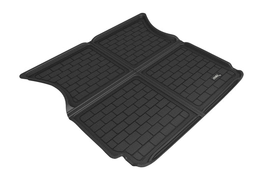 Black rubber cargo liner for Tesla Model X from 2016-2020 by 3D MAXpider, designed to protect the vehicle's cargo area.