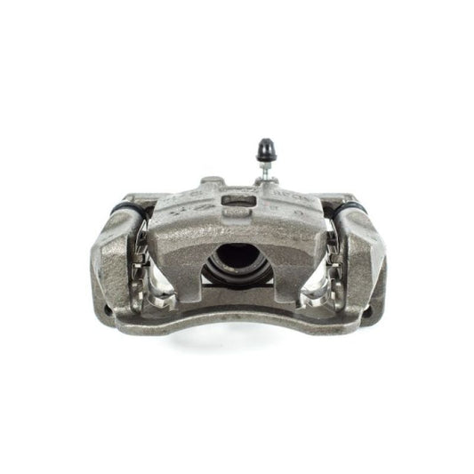 PowerStop OE rear right brake caliper with bracket for Saab 9-2X 2005-2006, showing the black metal caliper and mounting bracket.