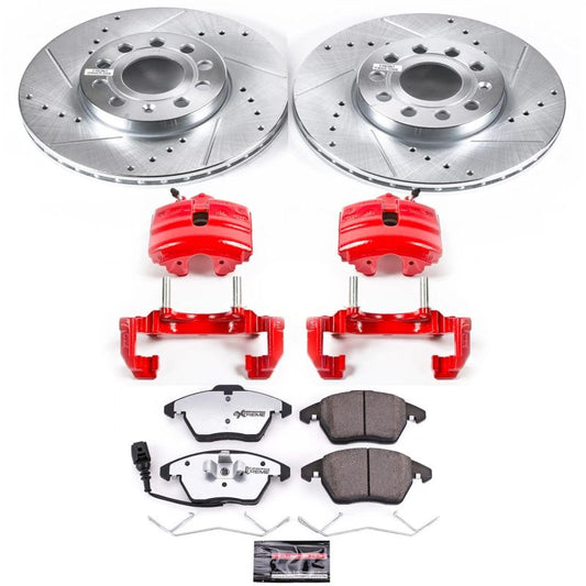 PowerStop Z26 Street Warrior brake kit with front calipers for Audi A3 2010-2012, featuring performance brake components.