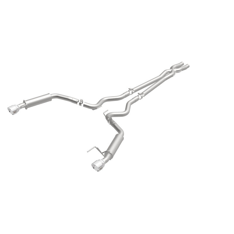 MagnaFlow 2.5in stainless steel cat back exhaust with dual split polished tips on a 2015 Ford Mustang V6 3.7L.